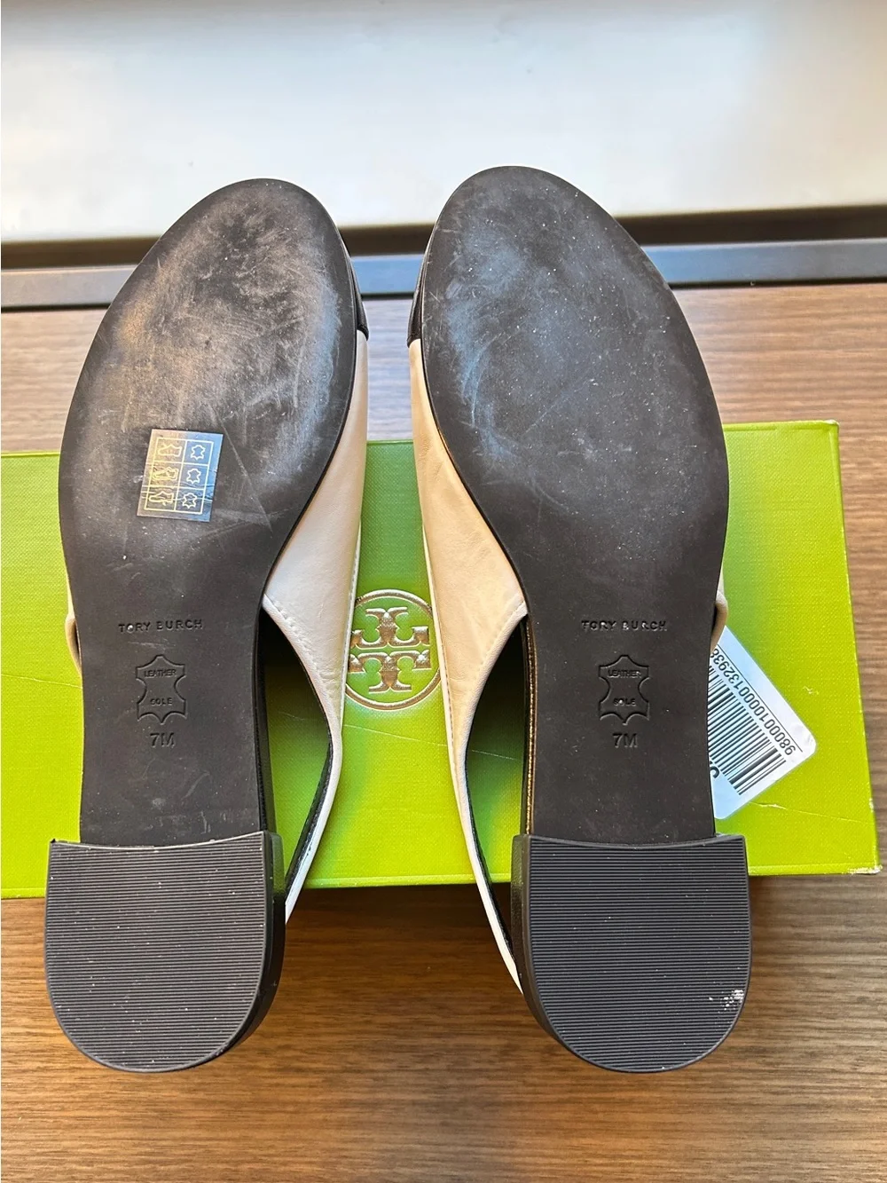 New Tory Burch Cap-Toe Slingback Ballet Cream/Black, Size 7, $300 Retail